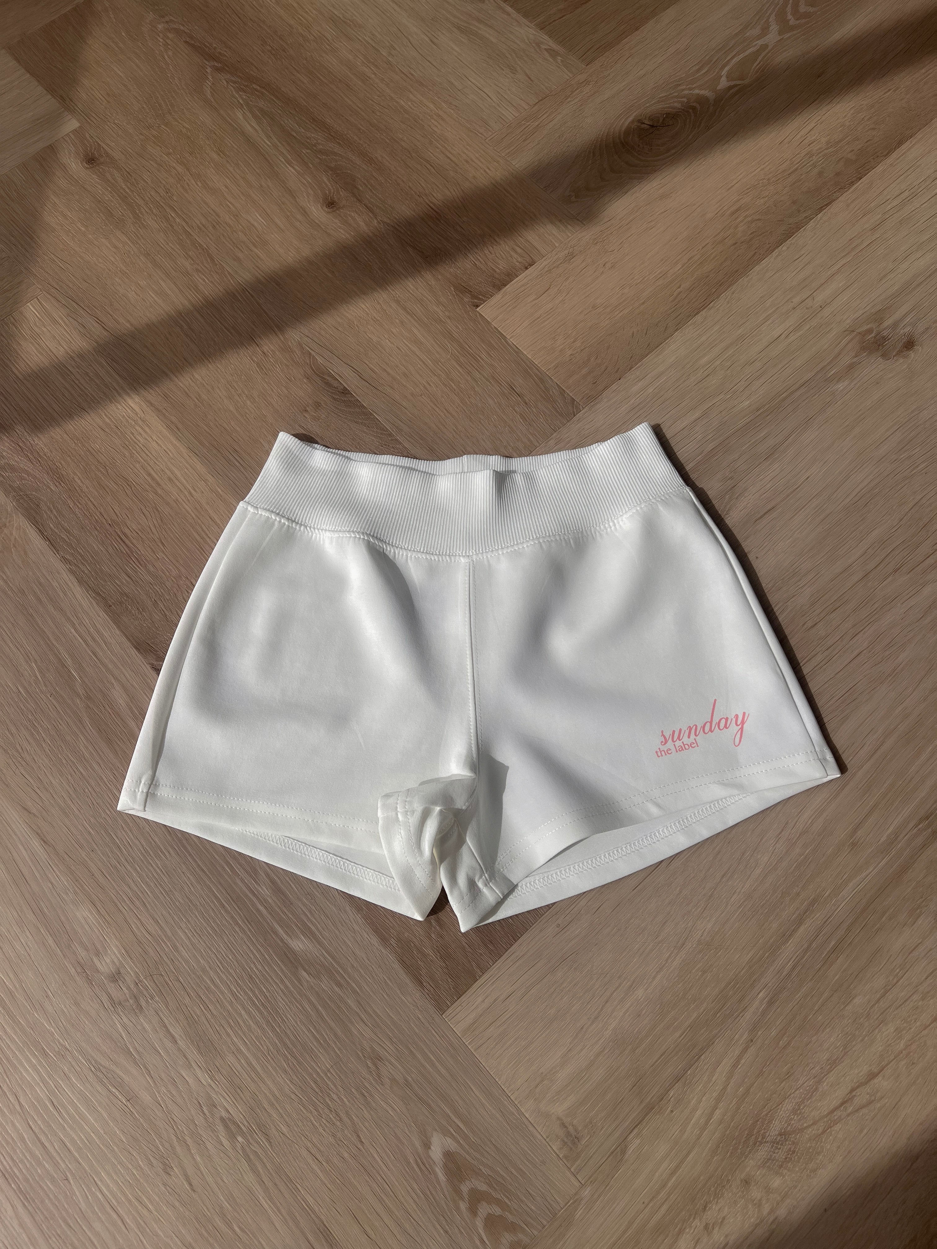 white lounge shorts