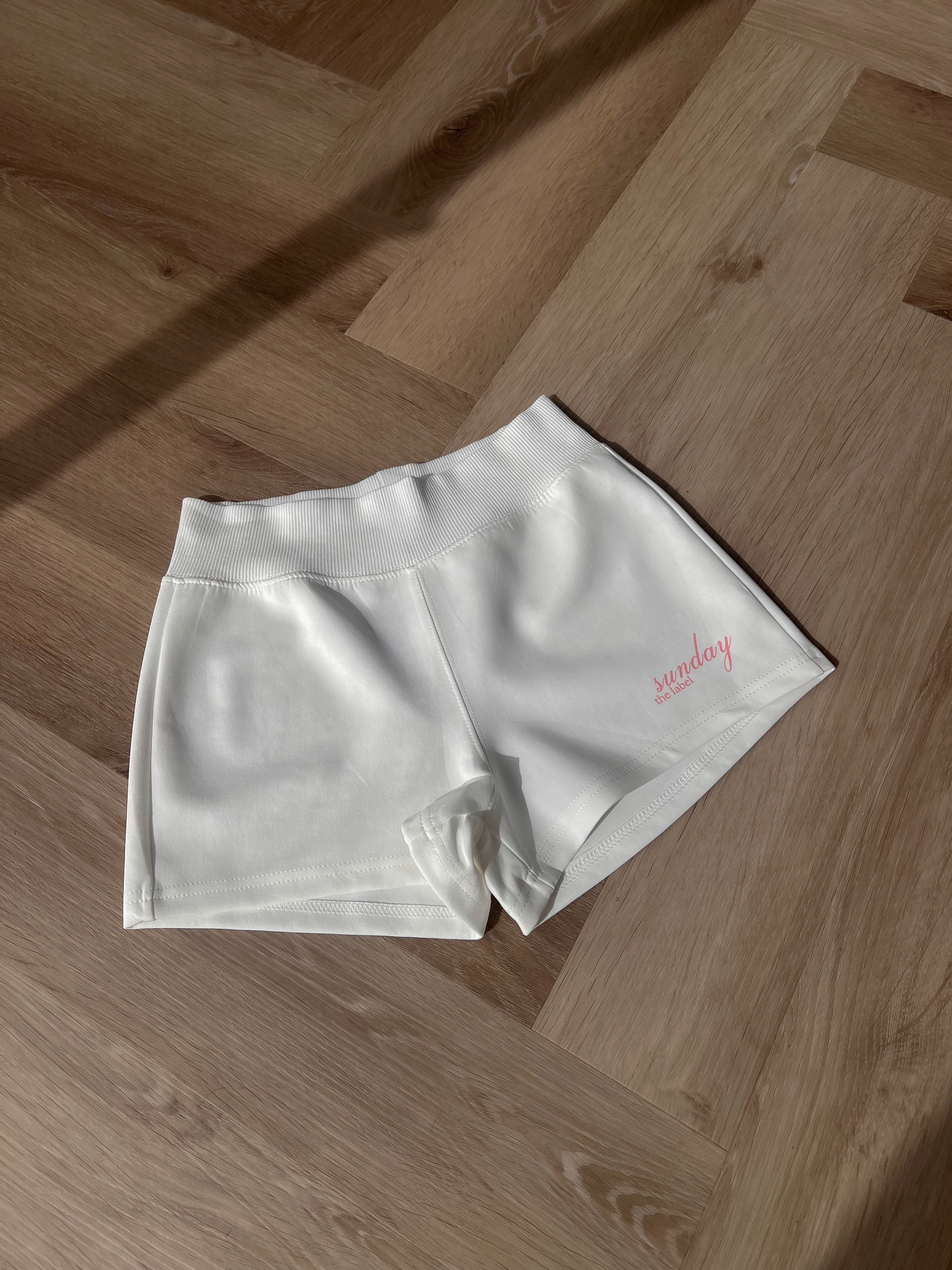 white lounge shorts