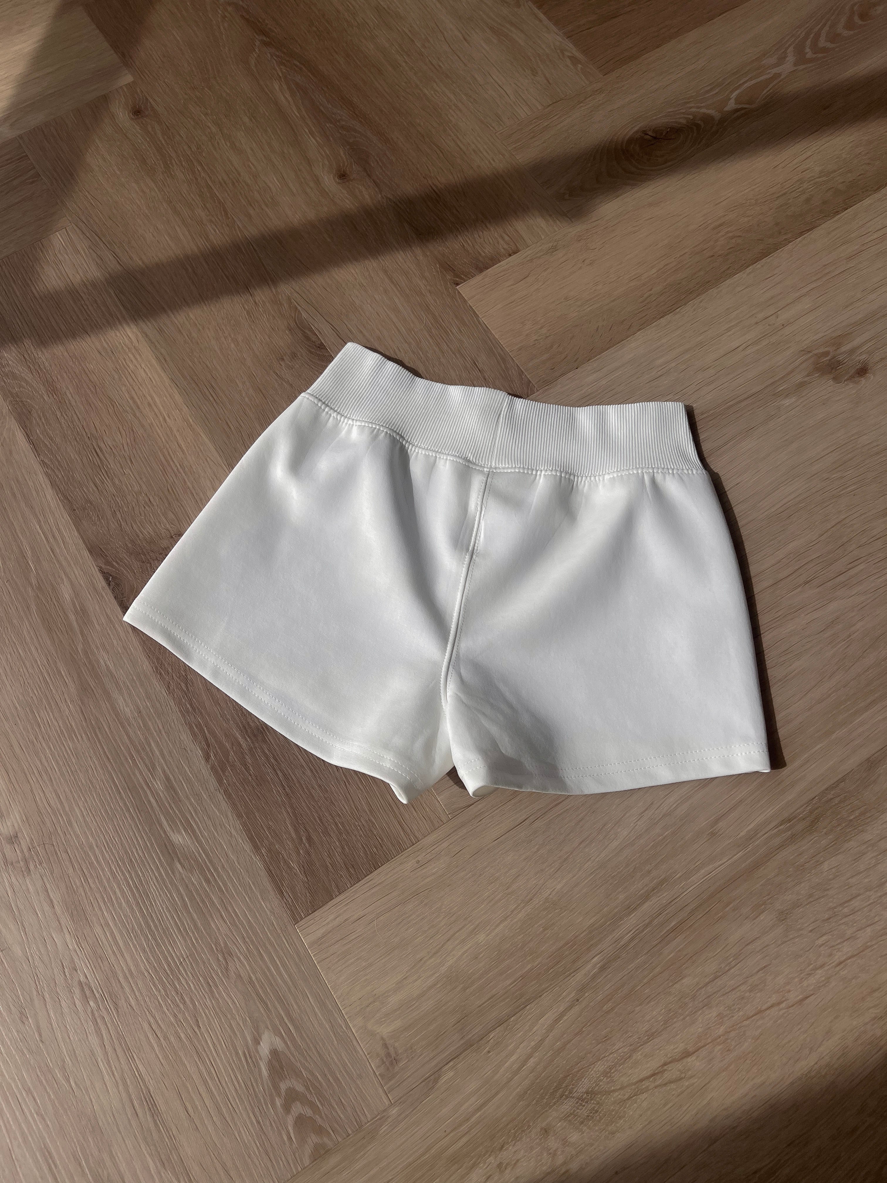 white lounge shorts